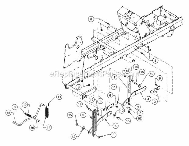 Implement Lift Hanger Diagram and Parts List for 2206 13A-298M100 Cub Cadet Lawn Tractor